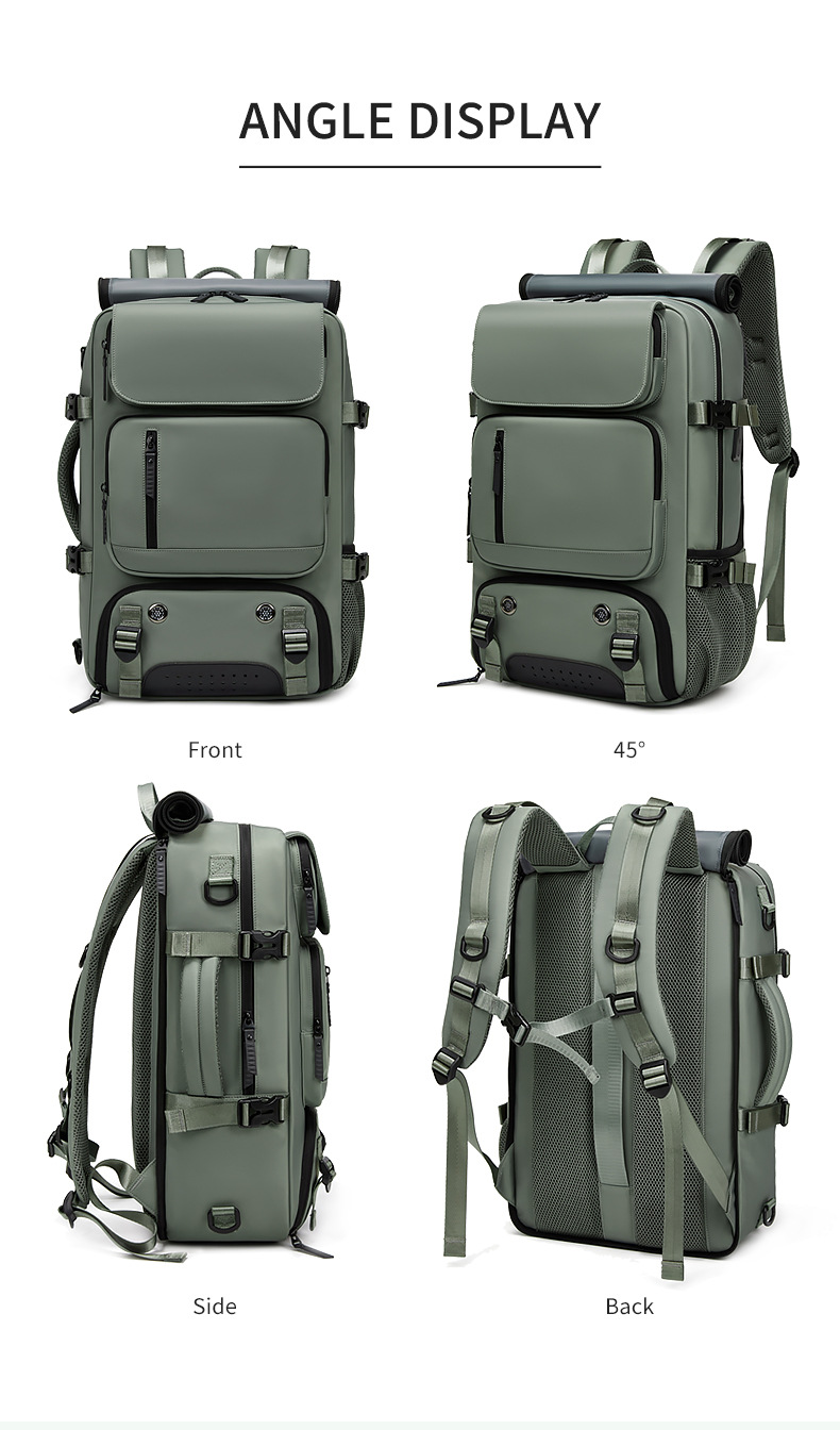 Beige Large Capacity 16-Inch Laptop Travel Backpack - Anti-Theft Professional view 9