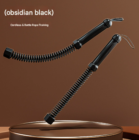 Black Heavy Cordless Battle Rope - Portable Weighted Fitness Rope for Home Gym