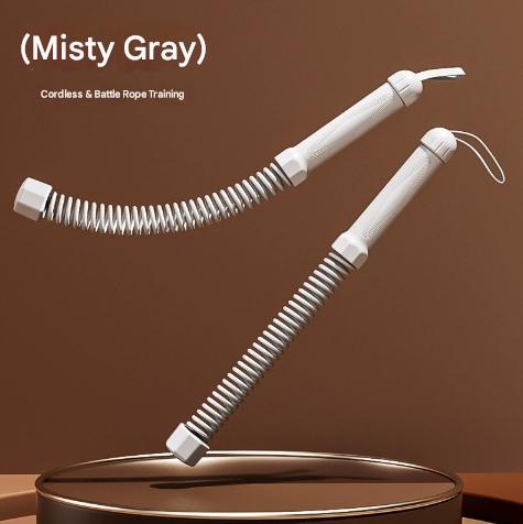 Grey Heavy Cordless Battle Rope - Portable Weighted Fitness Rope for Home Gym