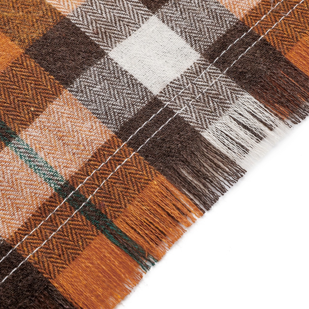 Brown M 65x45x45cm Thanksgiving Plaid Dog Bandana 2-Pack - Festive Tassel view 2