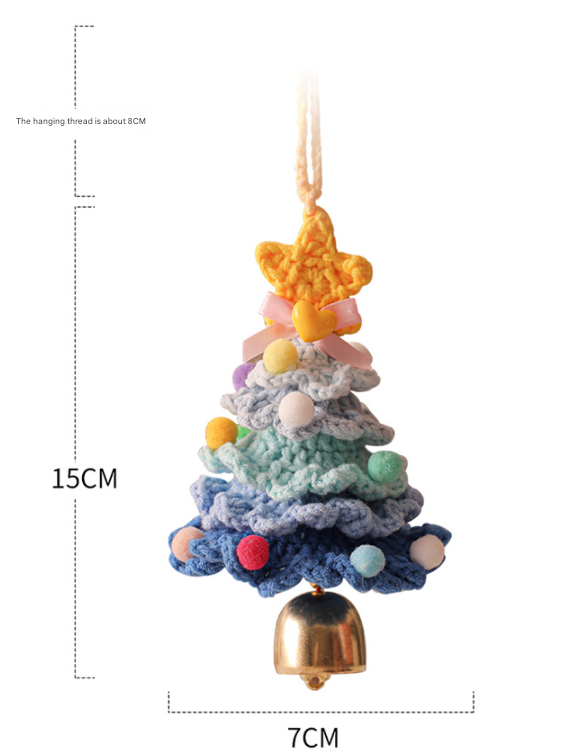 2PCS Green Handmade-Style Crochet Christmas Tree Ornament - Festive Plush view 2