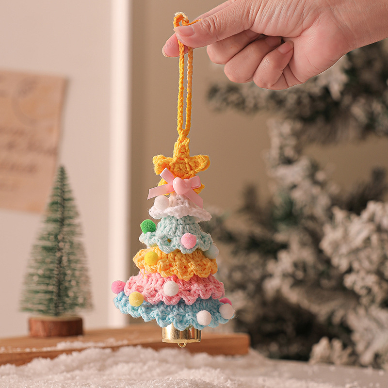 2PCS Multicolor Handmade-Style Crochet Christmas Tree Ornament - Festive Plush — image 1