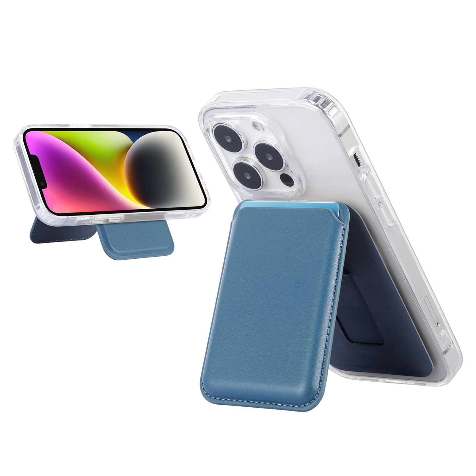 Blue Slim Magnetic Card Holder Wallet with Adjustable Kickstand - MagSafe — image 1