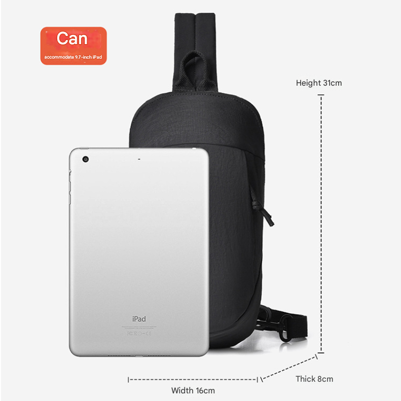Black Minimalist Anti-Theft Sling Bag for Men & Women - Water-Resistant view 2