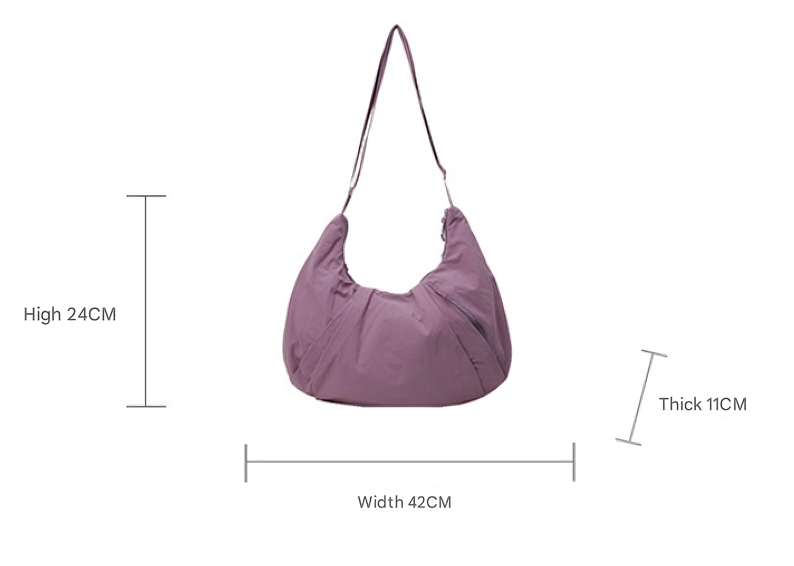 Beige Lightweight Crescent Crossbody Bag - Slouchy Nylon Hobo Purse for Casual view 2