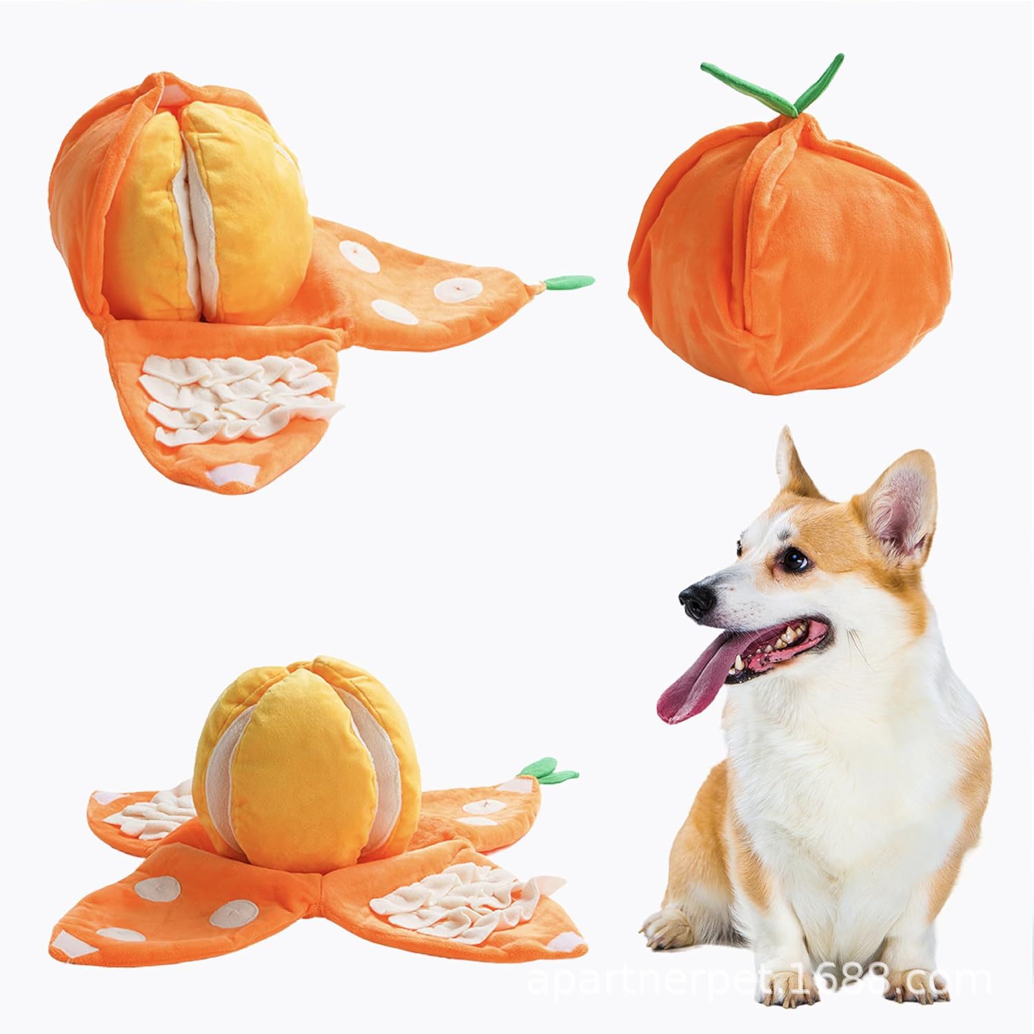 Plush Orange Squeaky Dog Toy - Interactive Fruit Chew Toy for Small Dogs & Puppies