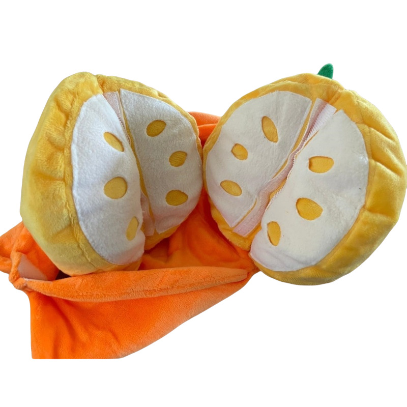 Plush Orange Squeaky Dog Toy - Interactive Fruit Chew Toy for Small Dogs & Puppies view 3