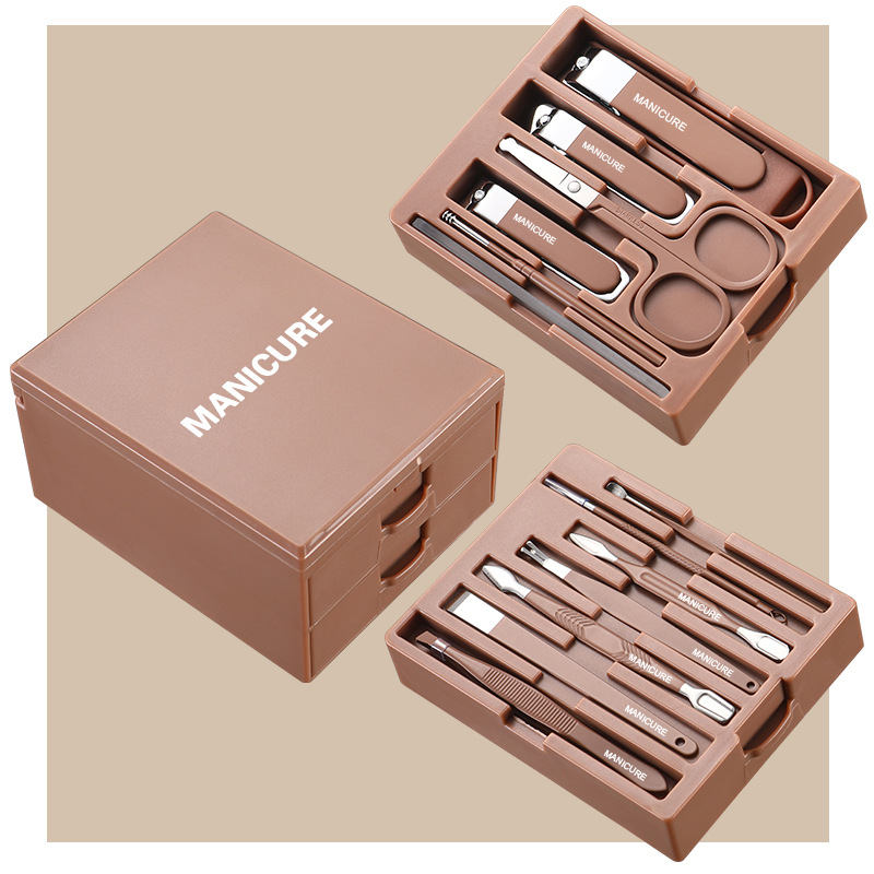 Coffee Professional 13-Piece Manicure & Pedicure Set - Anti-Splash Carbon