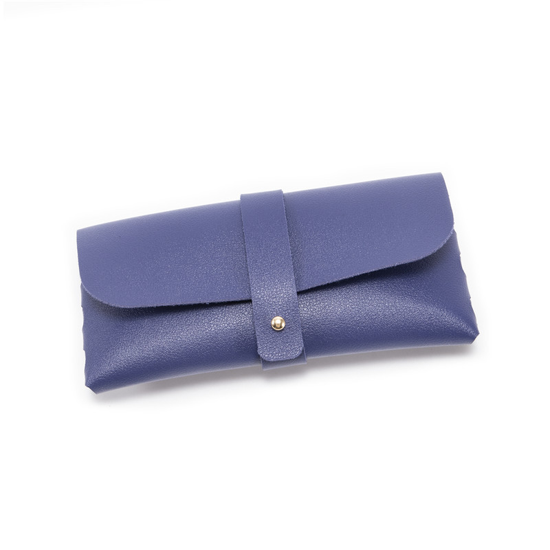3-Pieces Blue Chic & Sleek PU Leather Soft Eyeglass Case - Protective Pouch