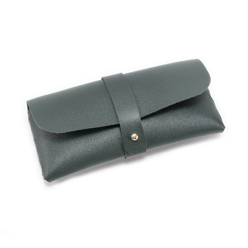 3-Pieces Green Chic & Sleek PU Leather Soft Eyeglass Case - Protective Pouch