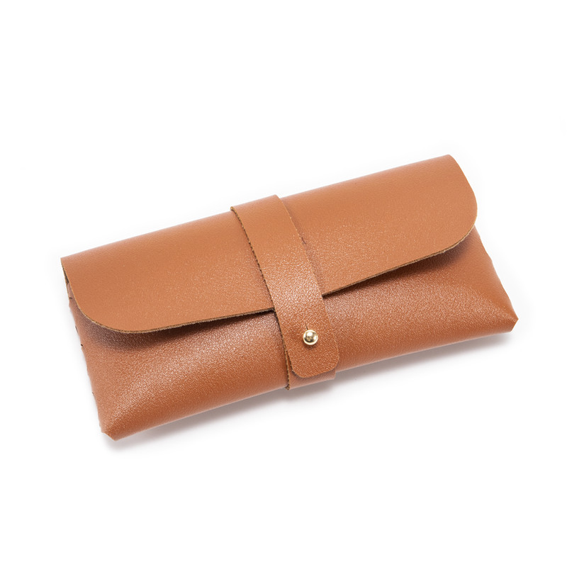 3-Pieces brown Chic & Sleek PU Leather Soft Eyeglass Case - Protective Pouch