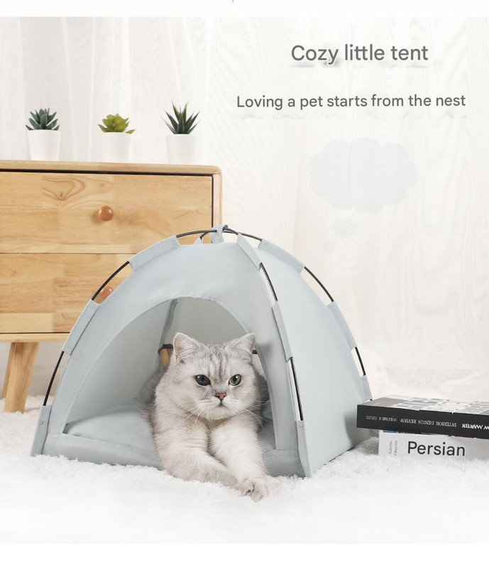 Green Premium Portable Pet Tent Bed with Cooling Mat - Breathable Foldable view 2
