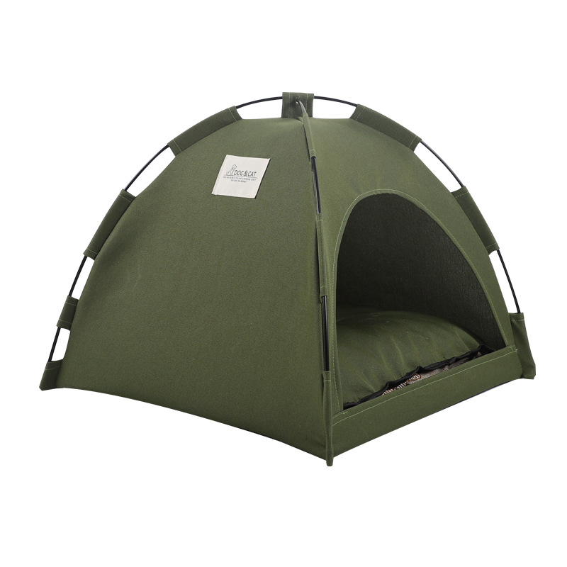 Green Premium Portable Pet Tent Bed with Cooling Mat - Breathable Foldable