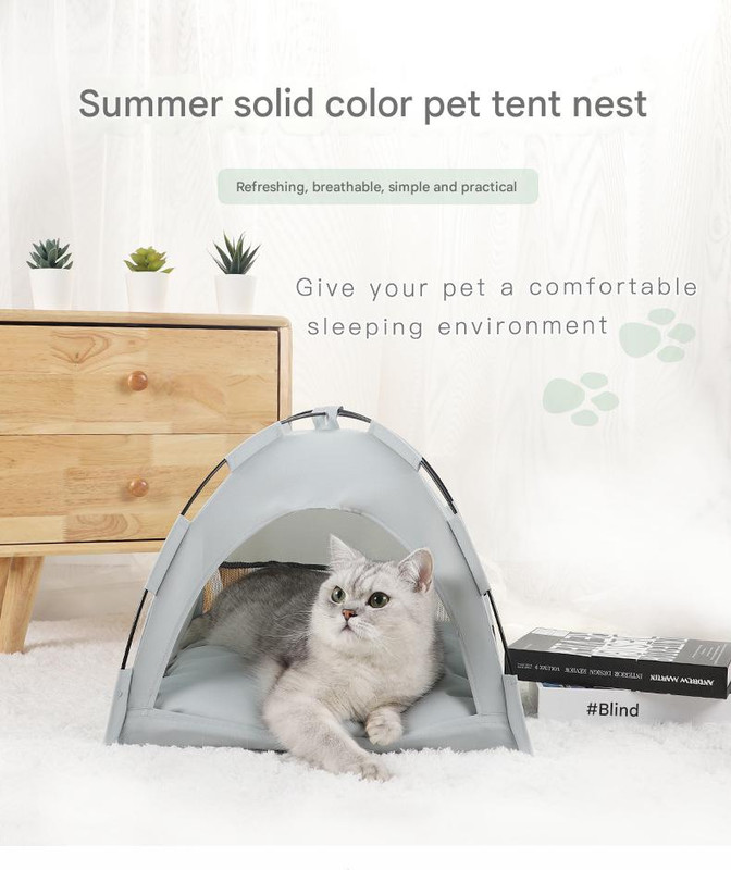 Green Premium Portable Pet Tent Bed with Cooling Mat - Breathable Foldable view 4