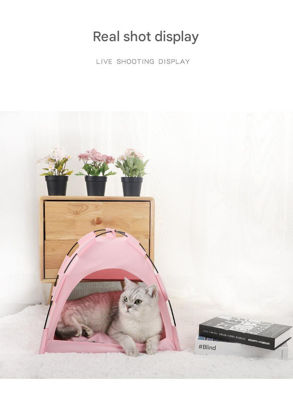 Green Premium Portable Pet Tent Bed with Cooling Mat - Breathable Foldable view 8