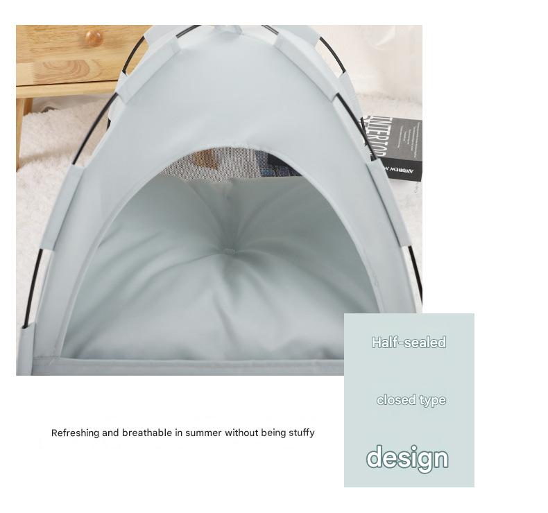 Green Premium Portable Pet Tent Bed with Cooling Mat - Breathable Foldable view 9