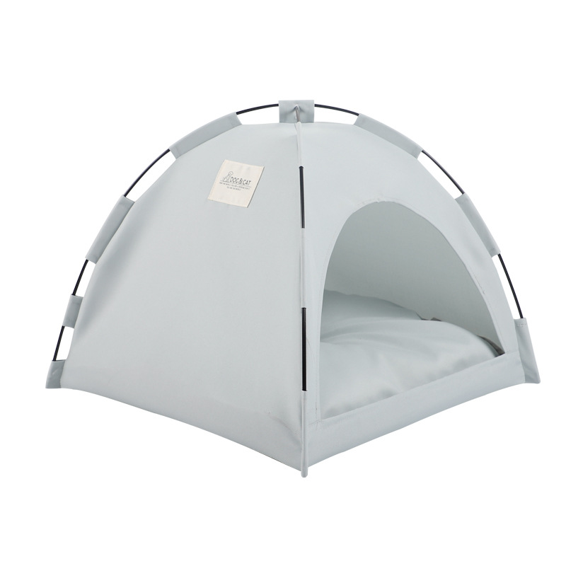 Grey Premium Portable Pet Tent Bed with Cooling Mat - Breathable Foldable