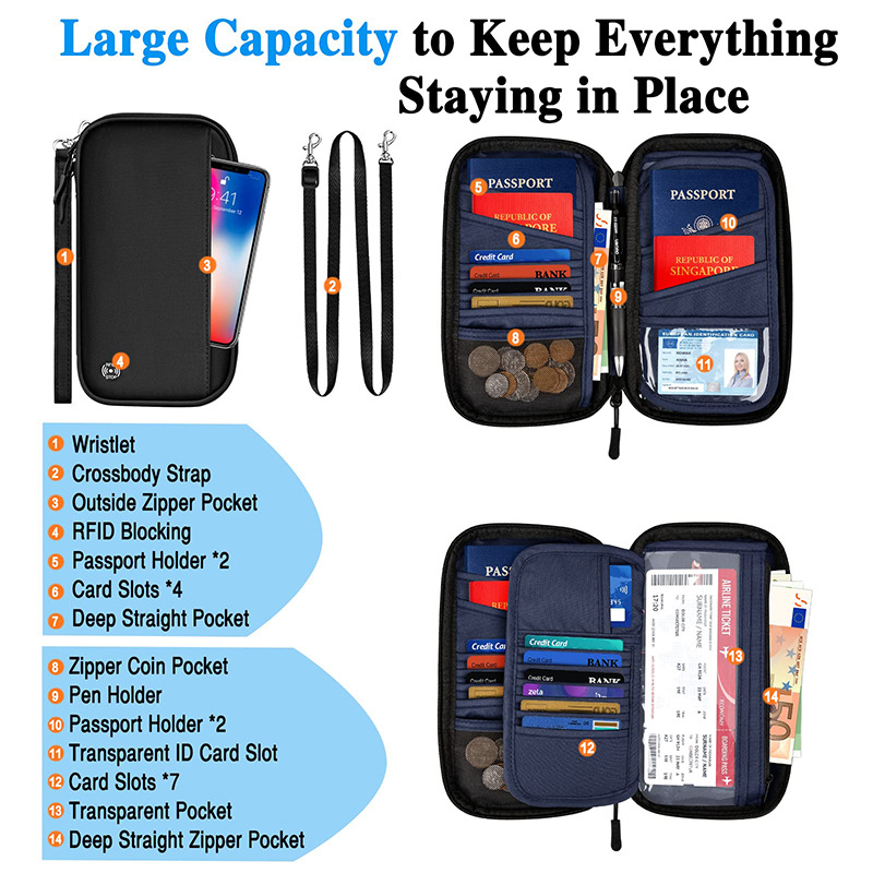 Leopard print RFID Blocking Travel Wallet - Multi-functional Large Capacity view 2