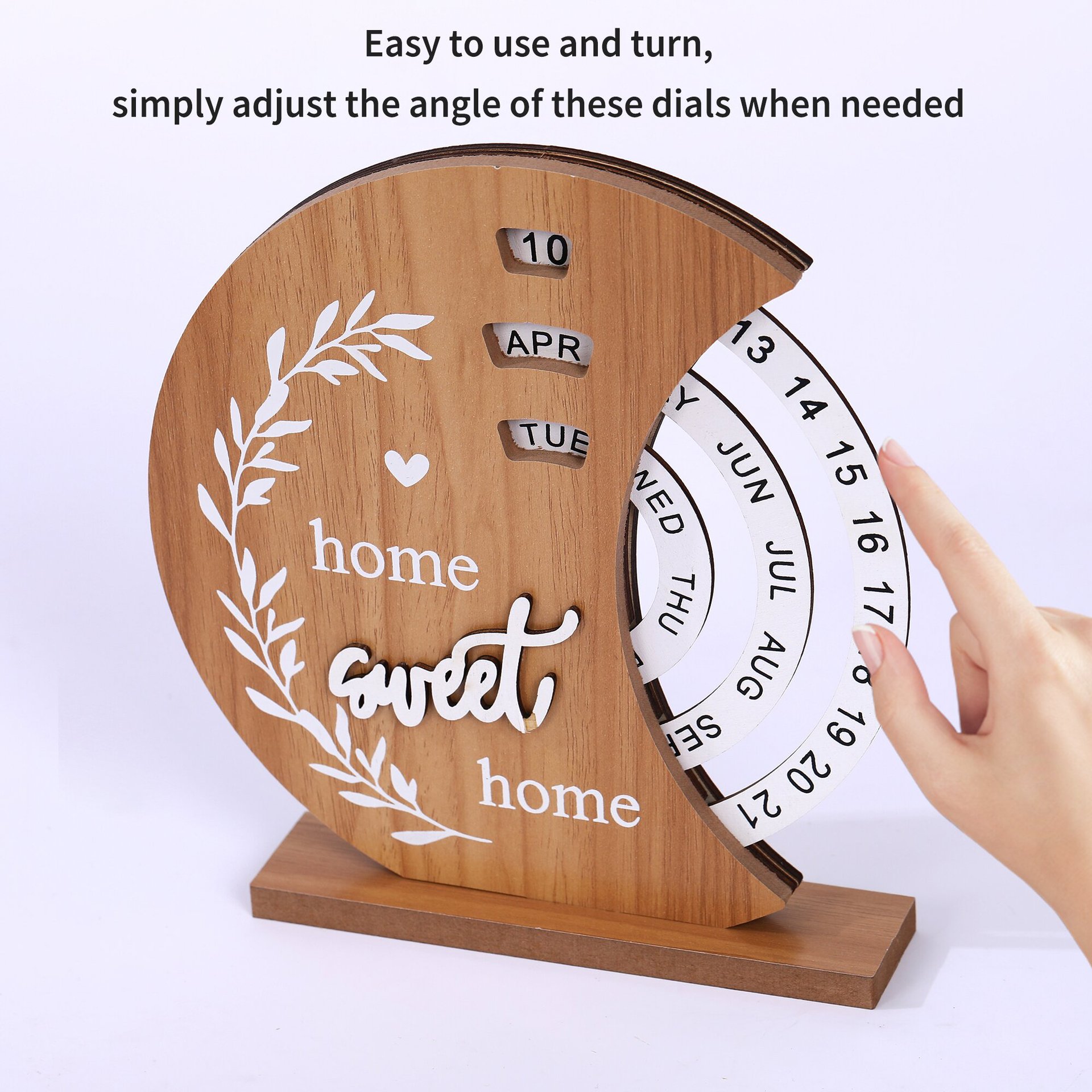 Ferris Wheel model Rustic Wooden Perpetual Calendar - Reusable Rotating Desk & view 4