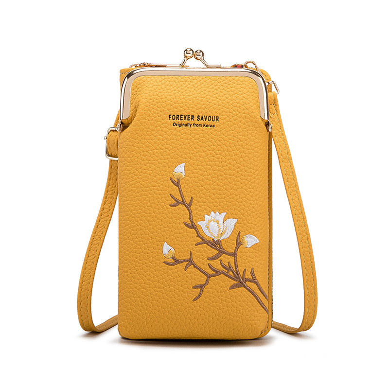 Yellow Chic Embroidered Crossbody Phone Wallet - All-in-One Purse with
