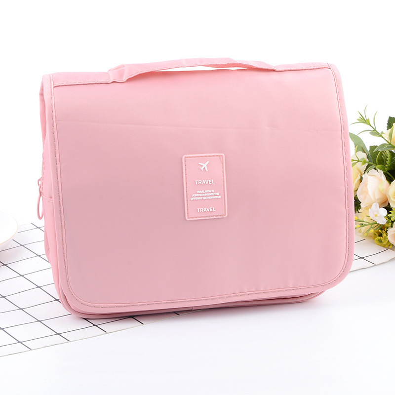 Pink Portable Hanging Travel Toiletry Bag - Large Capacity Cosmetic & Wash