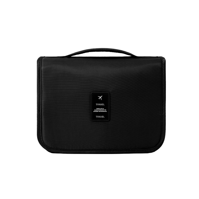 Black Portable Hanging Travel Toiletry Bag - Large Capacity Cosmetic & Wash