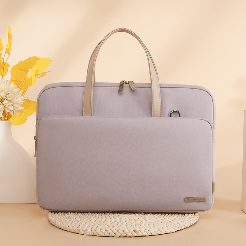 Beige Chic Padded Laptop Bag for 15.6-Inch Notebooks - Versatile Shoulder — image 1
