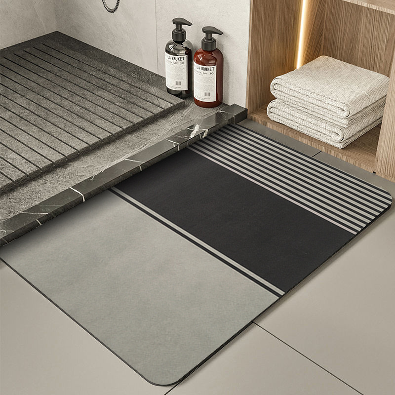 Quicksand and golden grey Modern Absorbent Diatomaceous Earth Bath Mat - Quick Dry view 2