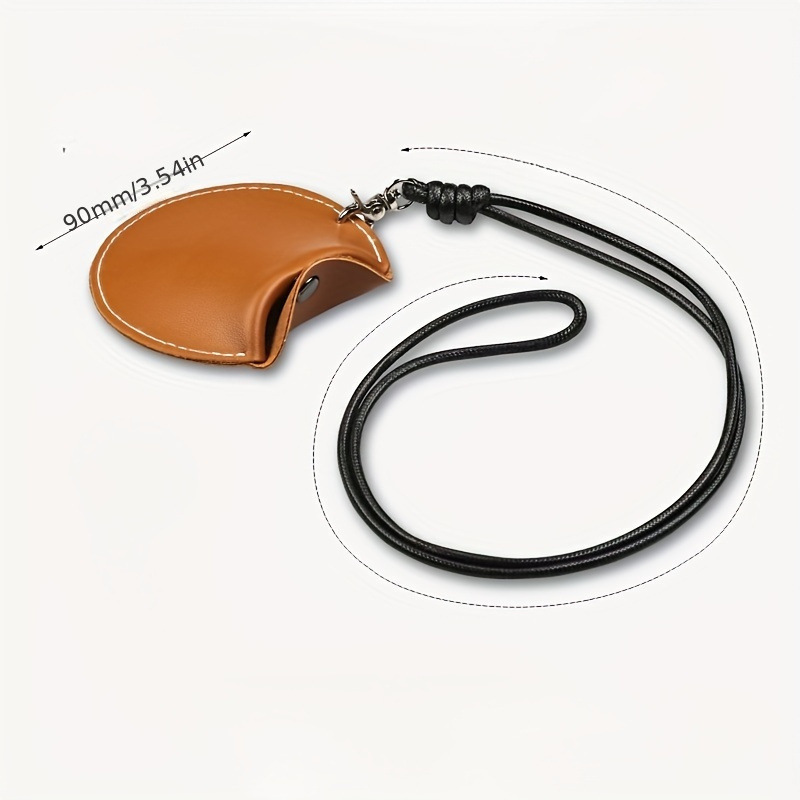 Red Stylish Leather Earbud Pouch with Lanyard - Portable & Compact Coin Purse view 3