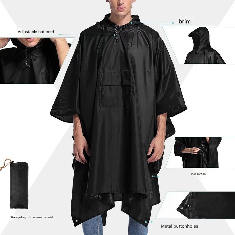 Green 3-in-1 Multifunctional Outdoor Rain Poncho - Ground Mat & Shelter view 2