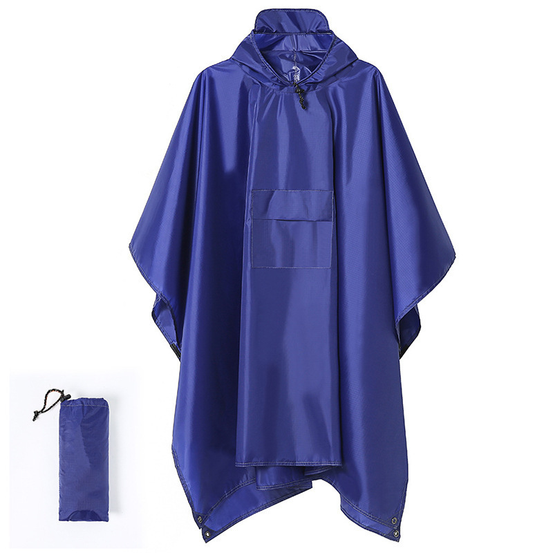 Blue 3-in-1 Multifunctional Outdoor Rain Poncho - Ground Mat & Shelter
