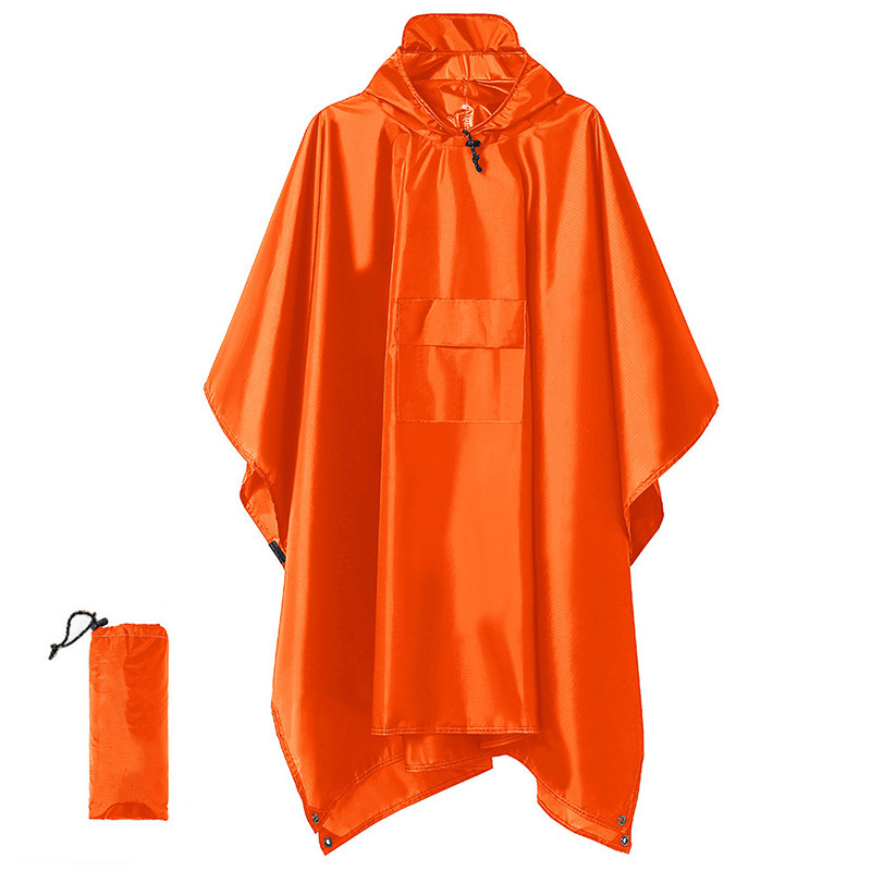 Orange 3-in-1 Multifunctional Outdoor Rain Poncho - Ground Mat & Shelter