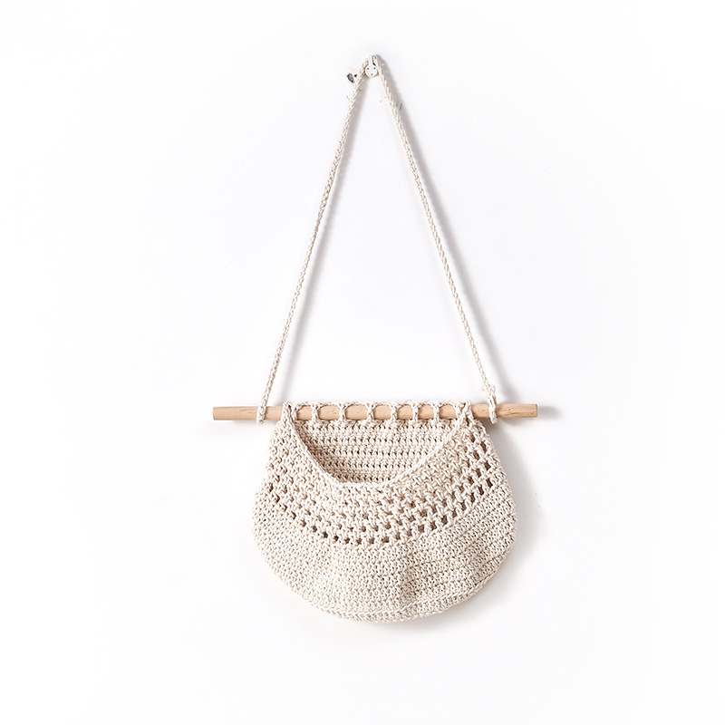 Single-layer cotton rope style Bohemian Hanging Fruit Basket – Wall-Mounted