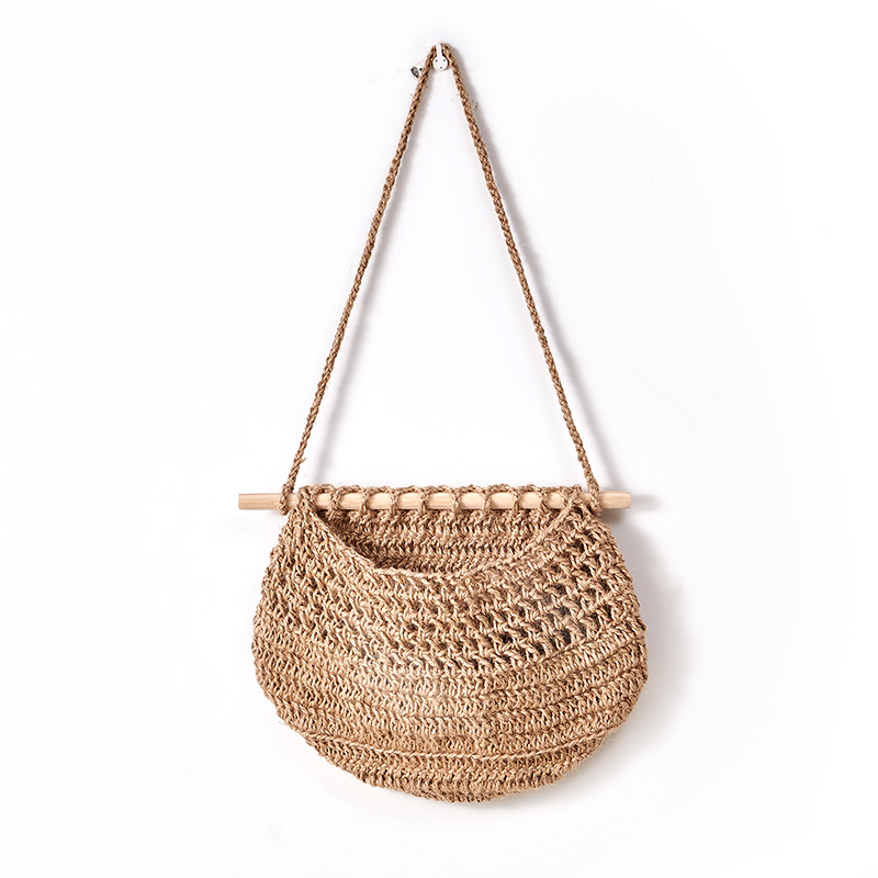 Single-layer hemp rope style Bohemian Hanging Fruit Basket – Wall-Mounted