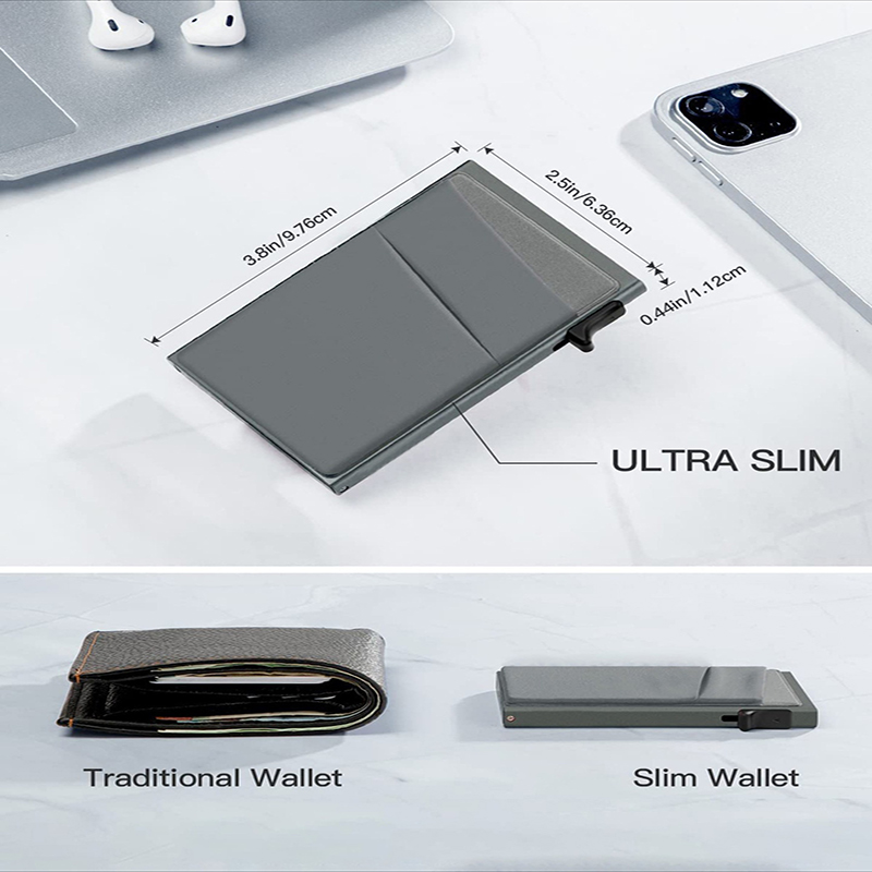 Grey Ultra-Slim RFID Blocking Pop-Up Wallet - Automatic Card Holder with Metal view 5