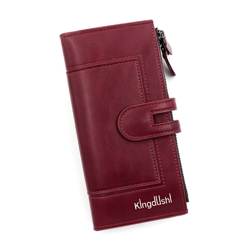 Red Women's Stylish Long Wallet - Multi-Card Slot PU Leather Clutch with Phone