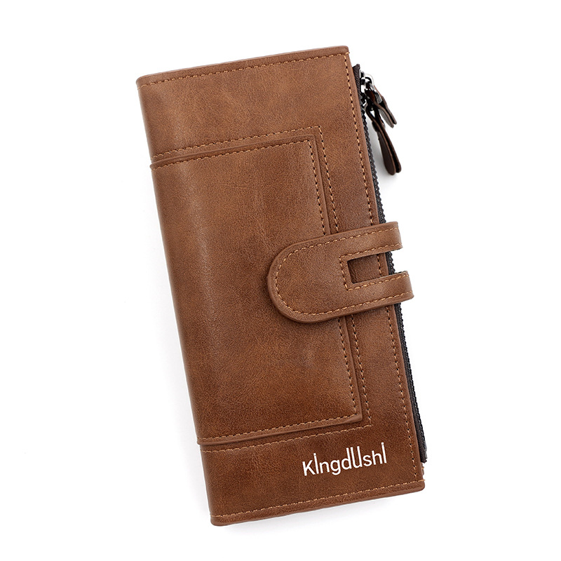 Light coffee Women's Stylish Long Wallet - Multi-Card Slot PU Leather Clutch