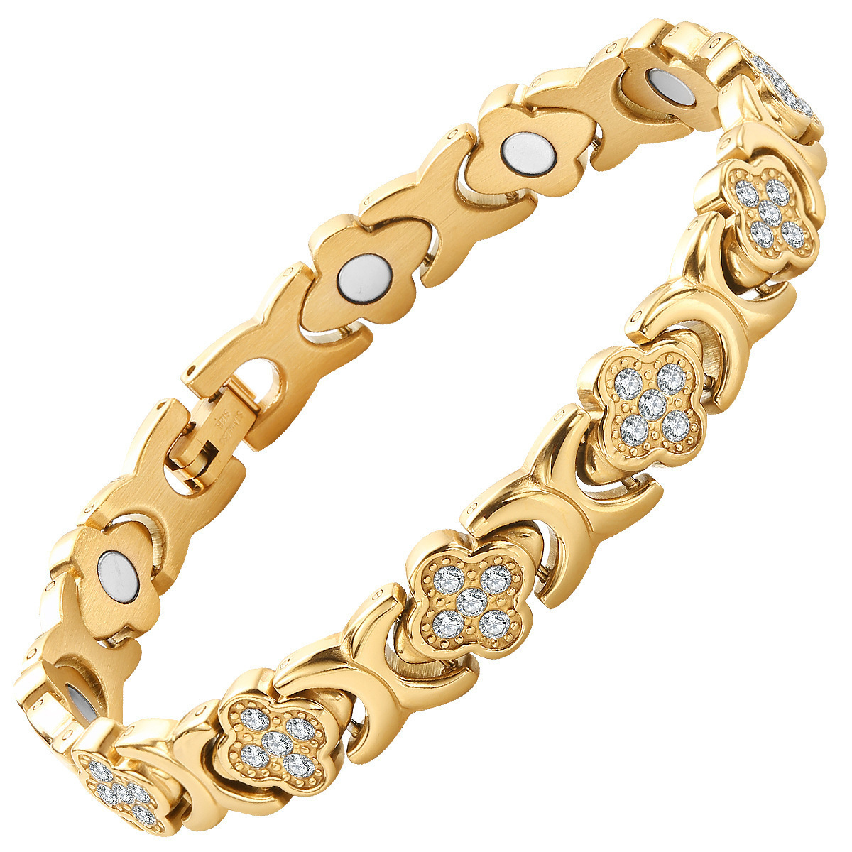 Gold New Fashion Lightweight Luxury Four-Leaf Clover Diamond Inlaid Bracelet