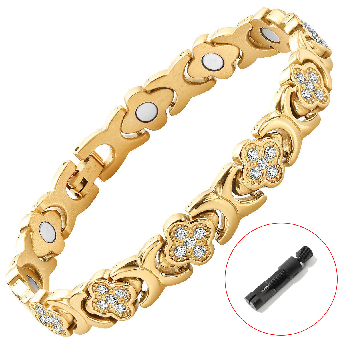 Silver New Fashion Lightweight Luxury Four-Leaf Clover Diamond Inlaid Bracelet view 4