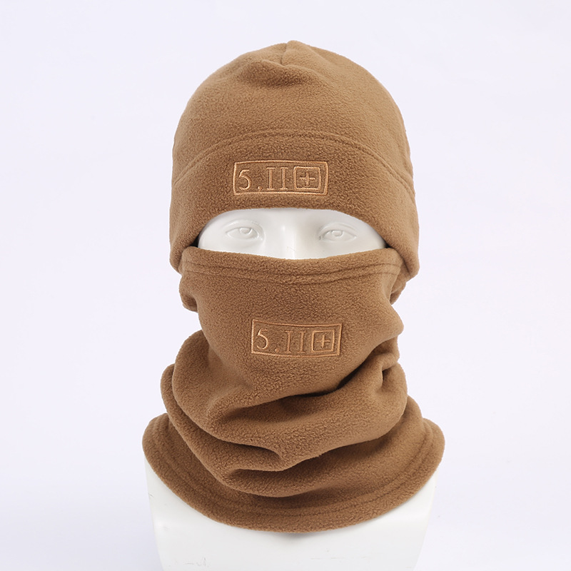 Khaki Outdoor Thermal Fleece Balaclava - Windproof Cycling Hat & Neck Warmer