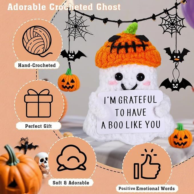 2 PCS White Spooky & Sweet: Handmade Crocheted Ghost Doll - Halloween Party & view 3