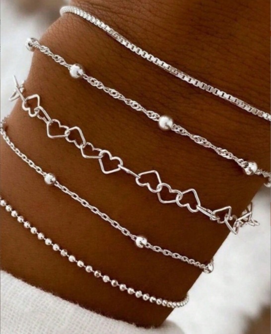 A golden six-piece set Chic Multi-Layered Alloy Bracelet Set - Fashionable view 2