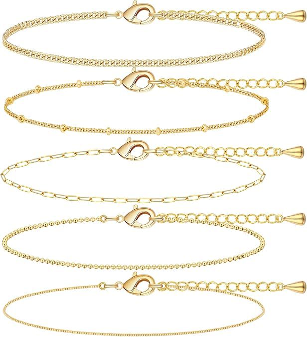 A golden six-piece set Chic Multi-Layered Alloy Bracelet Set - Fashionable view 4