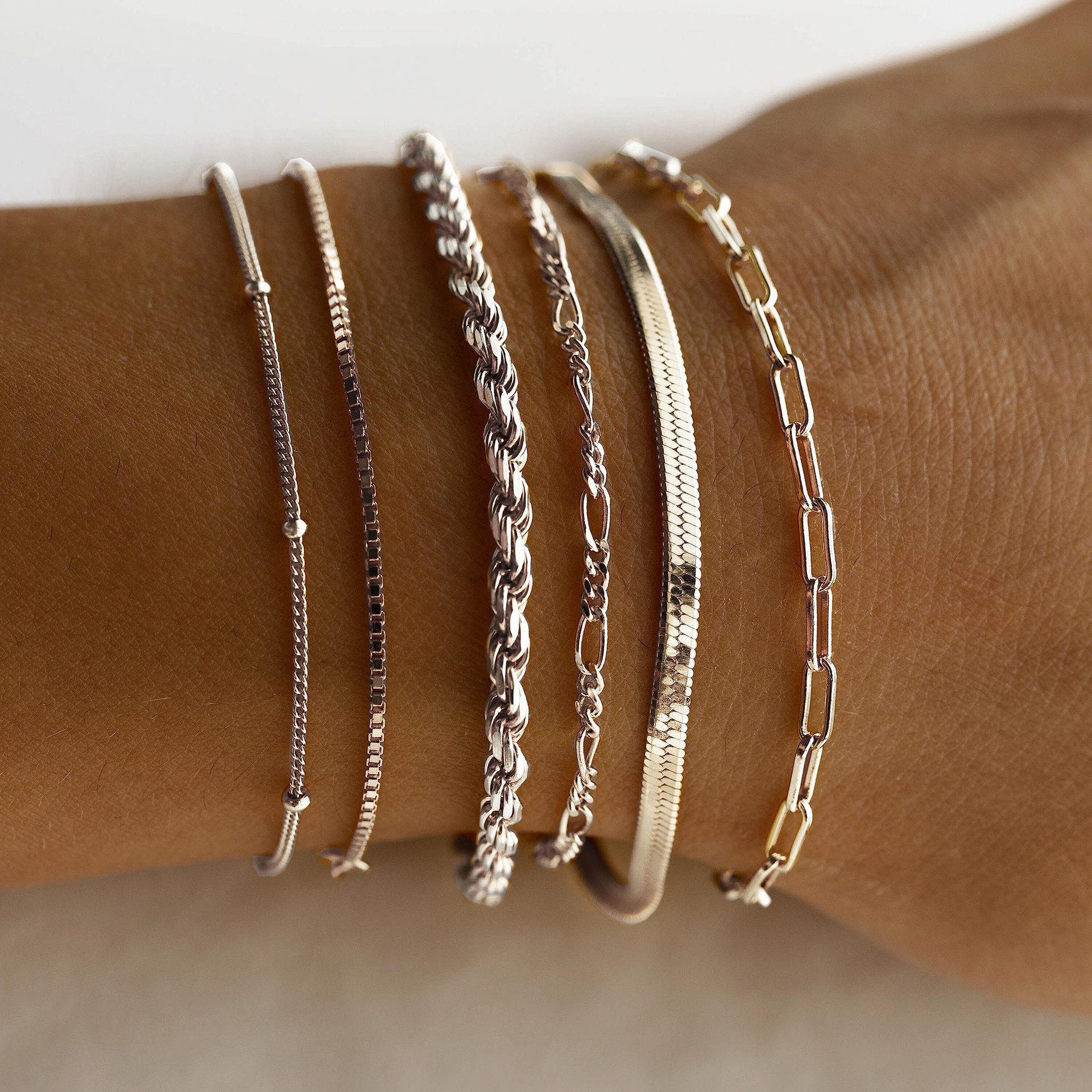 A Silver six-piece set Chic Multi-Layered Alloy Bracelet Set - Fashionable