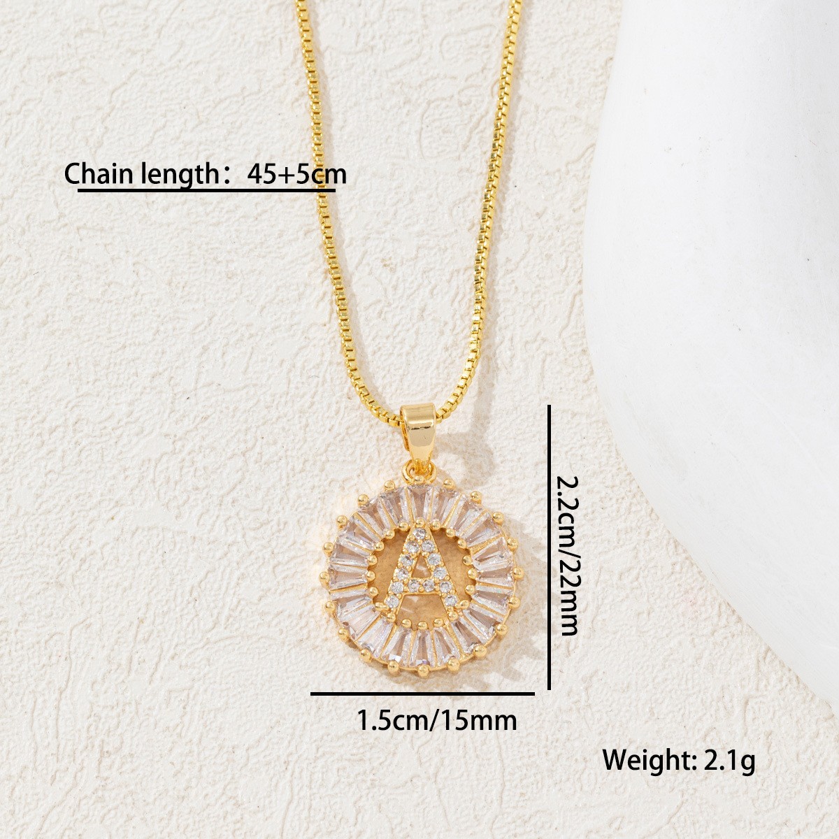 Sparkling Cubic Zirconia Initial Letter Necklace Set - Gold Plated Two-Piece view 2