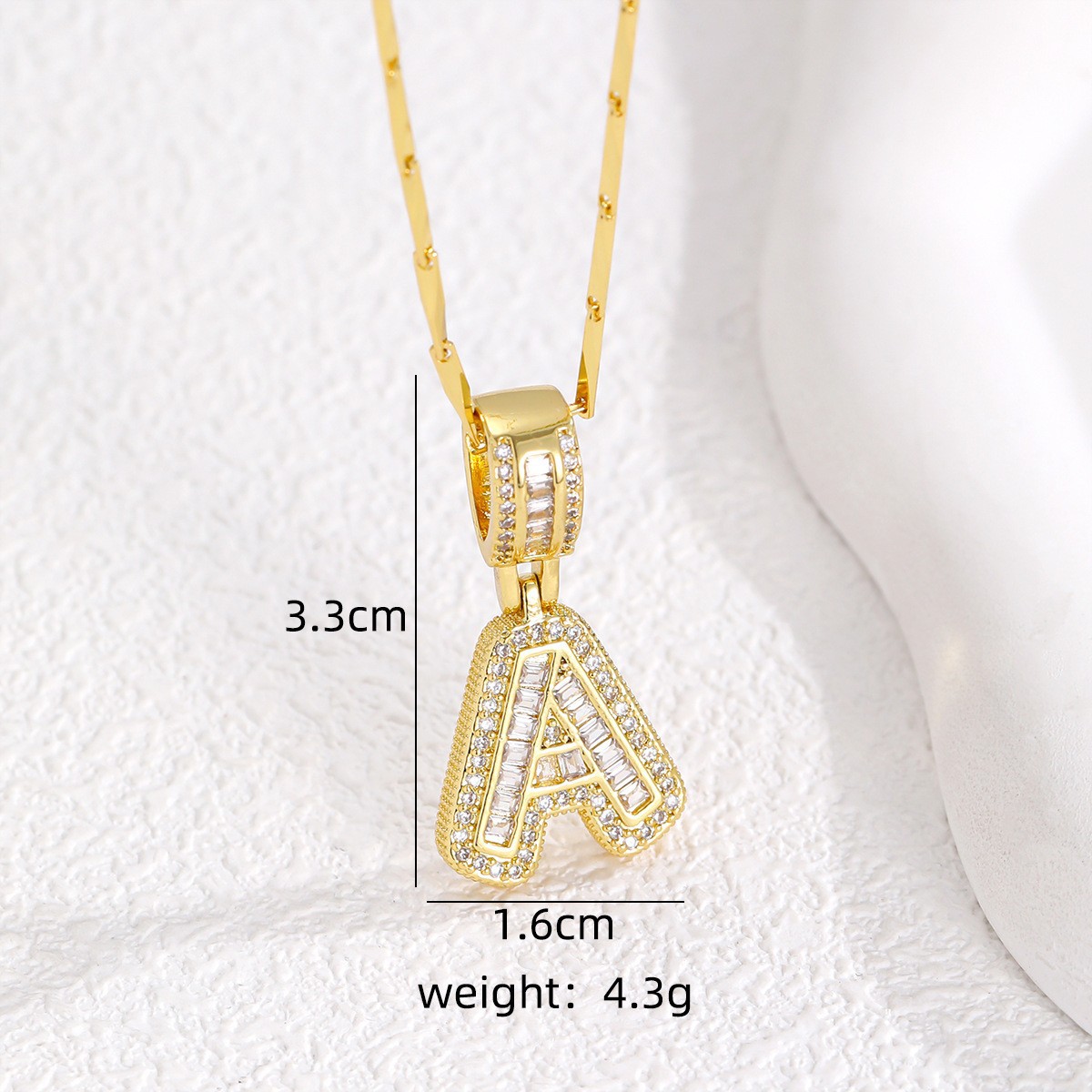 Sparkling Cubic Zirconia Initial Letter Necklace Set - Gold Plated Two-Piece view 3