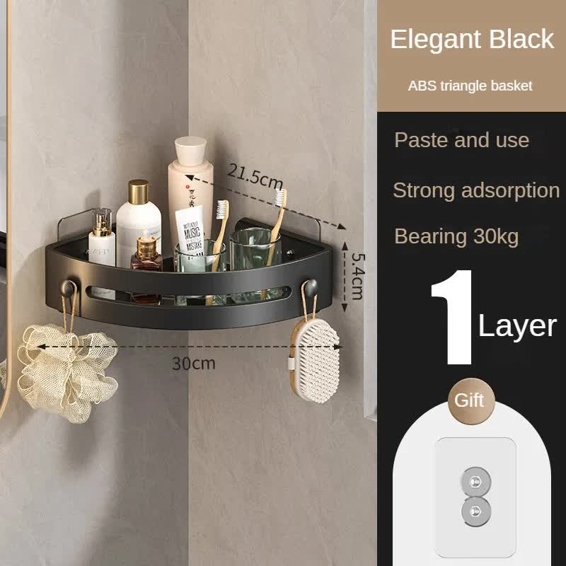 Elegant black Premium No-Drill Corner Shower Caddy - Thickened ABS Bathroom