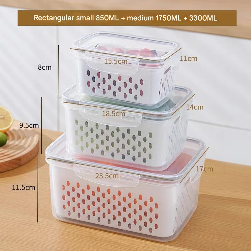 Grey Food-Grade Refrigerator Storage Container Set – Ventilated