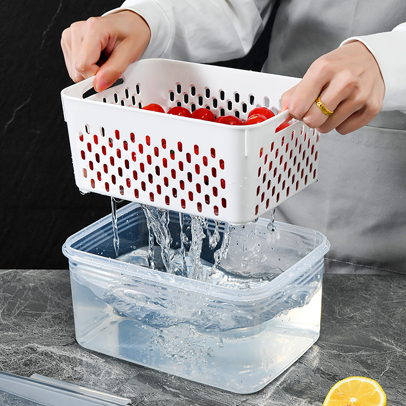 Grey Food-Grade Refrigerator Storage Container Set – Ventilated view 3