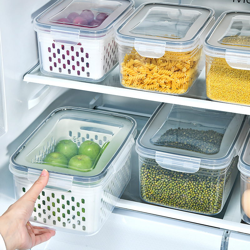 Blue Food-Grade Refrigerator Storage Container Set – Ventilated view 4